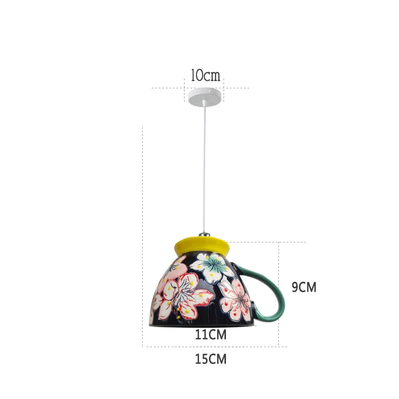 Modern ceramic LED teapot pendant light for kitchen - vue 23 sur 30