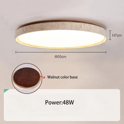 Led ceiling light stone downlight surface mounted retro walnut wood effect for bedroom or living room - vue 9 sur 13