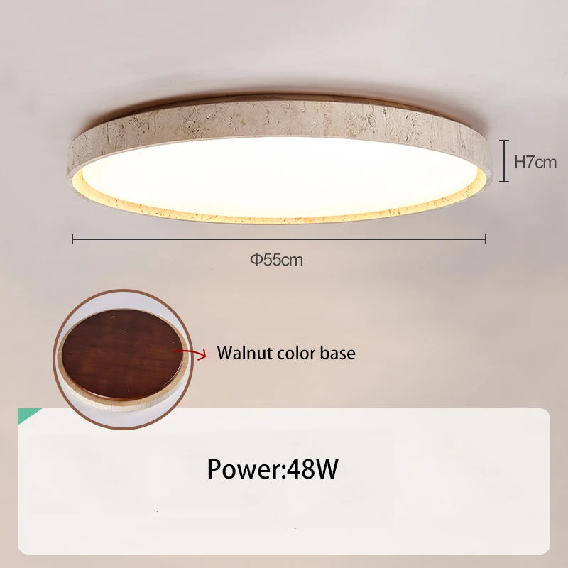Led ceiling light stone downlight surface mounted retro walnut wood effect for bedroom or living room - vue 8 sur 13