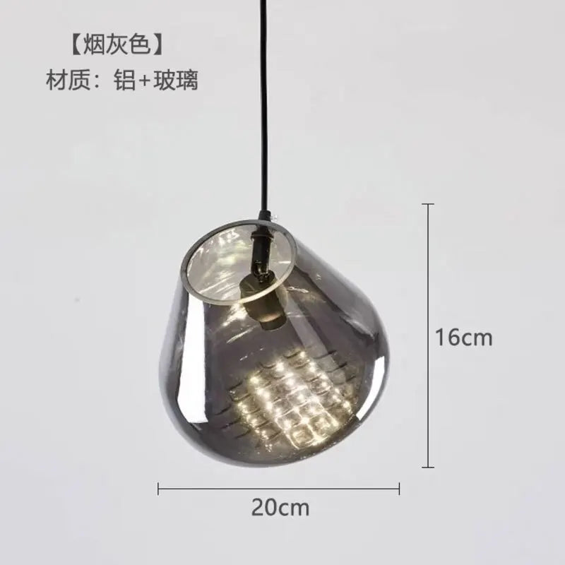 designer glass chandelier for kitchen bar and restaurant - vue 7 sur 13