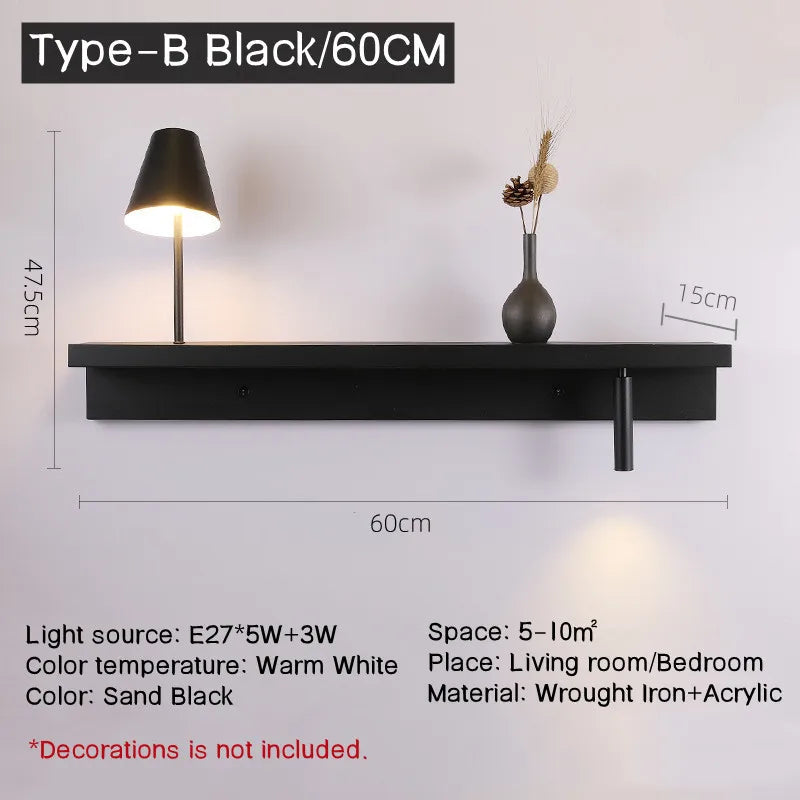 Bedside wall light with shelf 3W - vue 9 sur 14