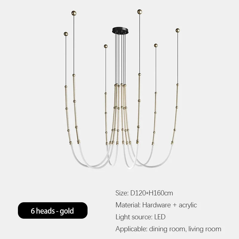 Modern Italian minimalist bamboo LED chandelier