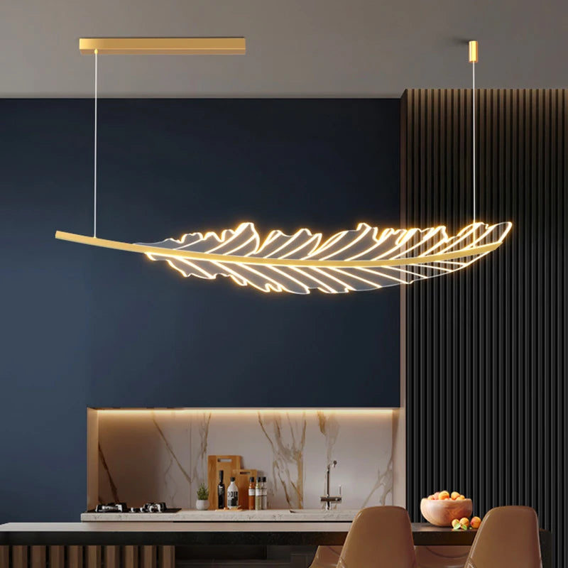 Dimmable acrylic feather-shaped chandelier