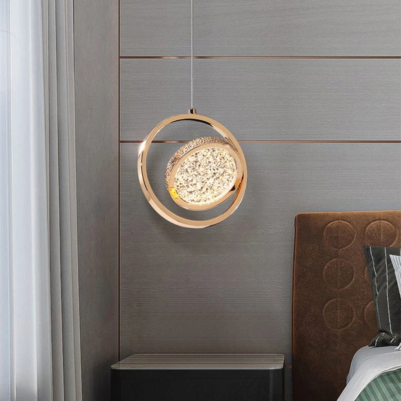 Nordic modern LED pendant light gold acrylic chandelier creative hanging lamp indoor home loft bedroom bedside study stairs