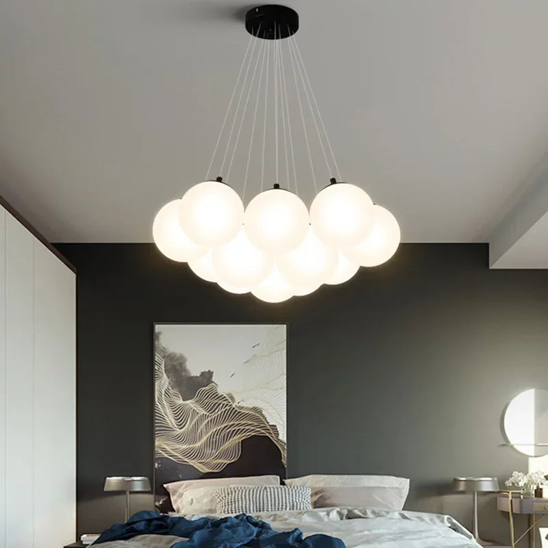 Modern glass chandelier with LED for indoor decoration - vue 4 sur 8