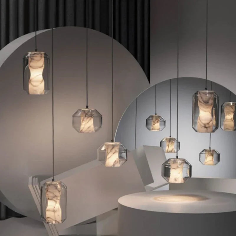 Natural glass pendant light nordic design for interior decor