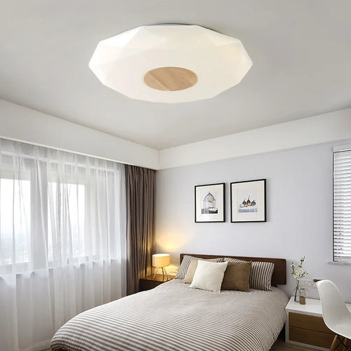 Minimalist solid wood LED ceiling light star diamond - vue 2 sur 9