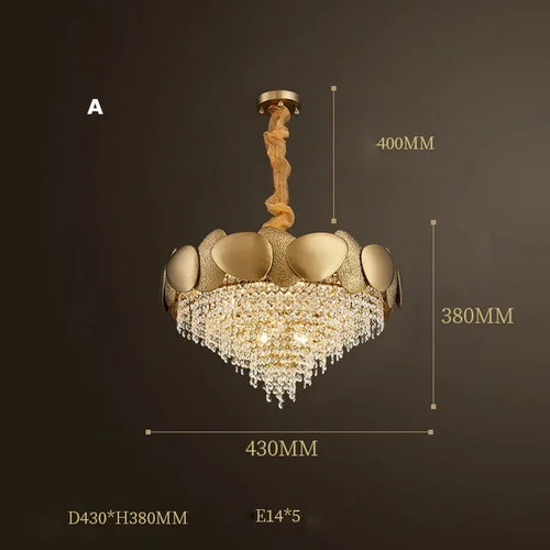 modern crystal chandelier with tassels and stainless steel - vue 13 sur 16