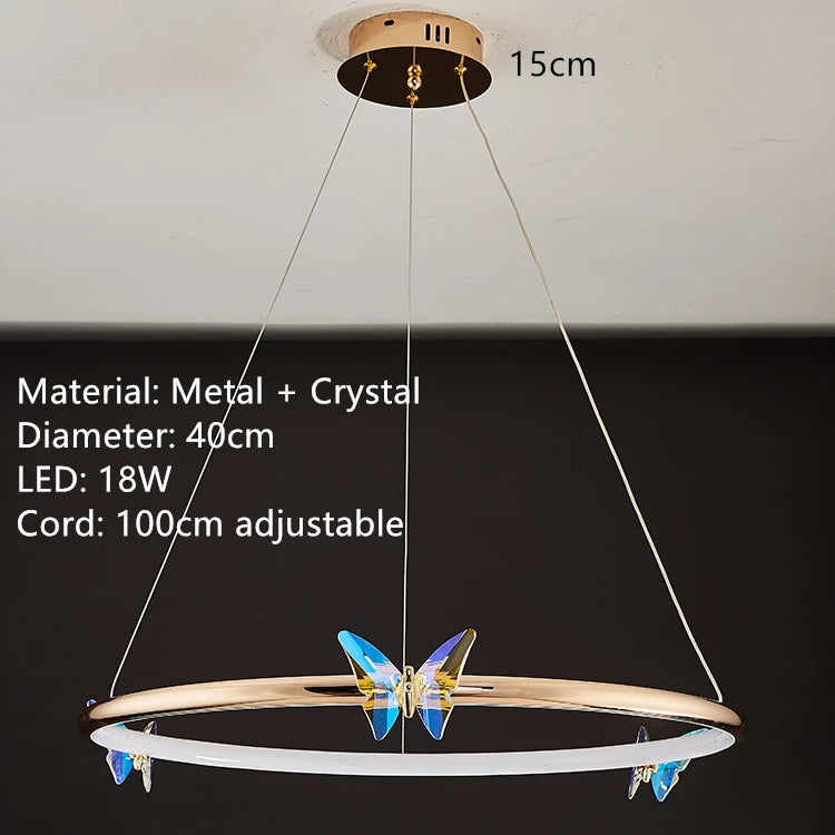 suspension led anneau d'or avec motif papillon - vue 19 sur 20
