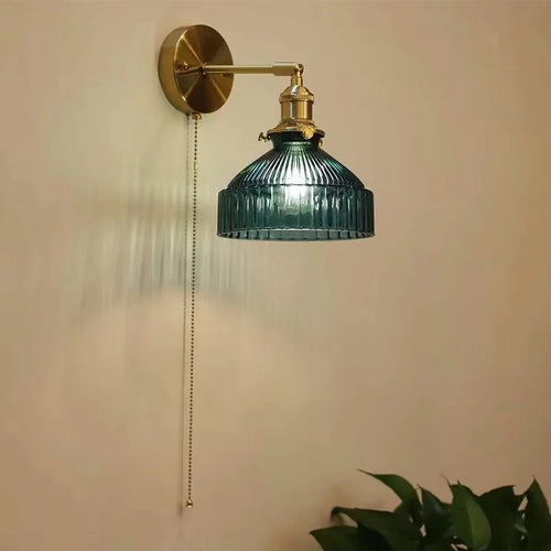 Modern vintage glass wall light for bedroom, mirror, hallway, bedside, cafe, restaurant, switch and plug - vue 12 sur 20