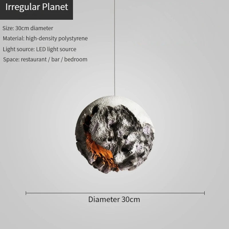 Modern wabi-sabi planet chandelier in concrete with adjustable suspension