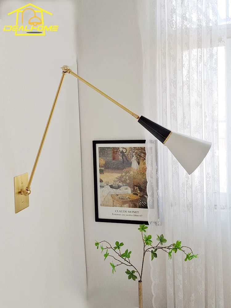 Luxury medieval-style black and gold brass wall light contemporary design