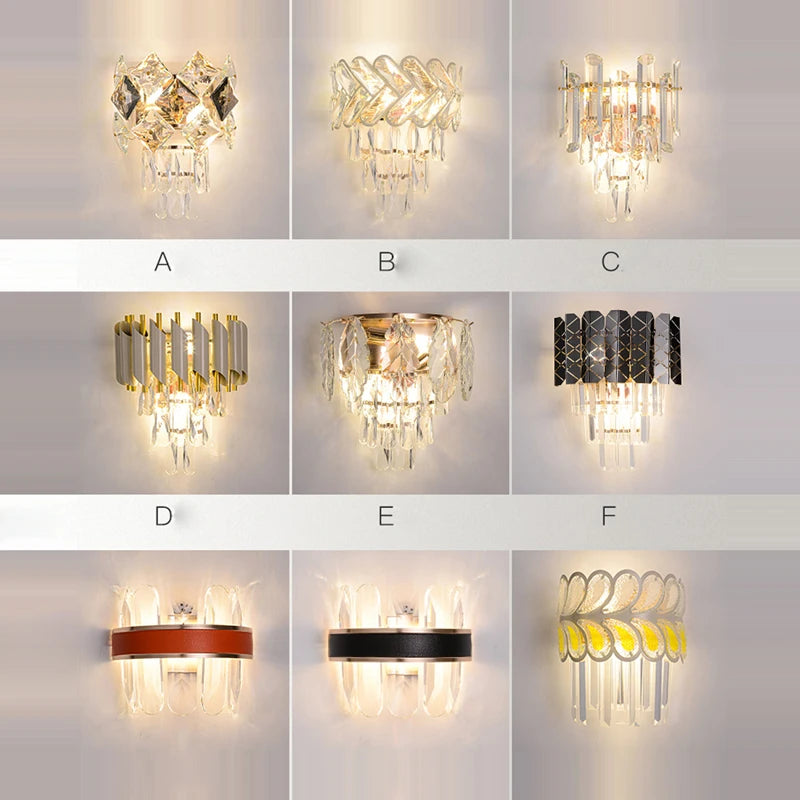 Crystal and stainless steel LED wall light for modern interiors - vue 5 sur 18