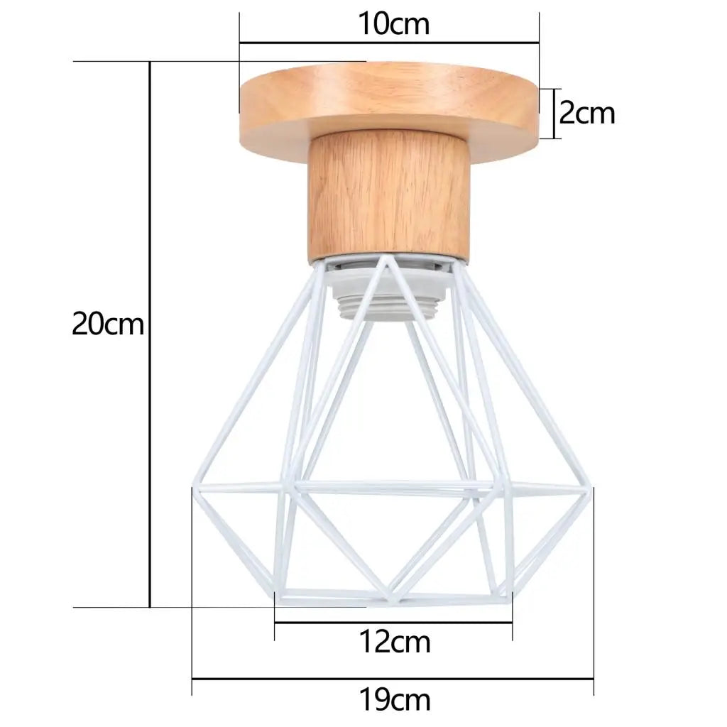 Vintage industrial wood pendant light with LED - vue 11 sur 14