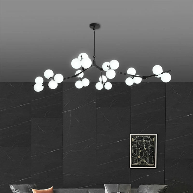 Modern molecular glass chandelier with tree branches 12/18/24 heads