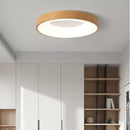 Ultra-slim round wood grain LED ceiling light
