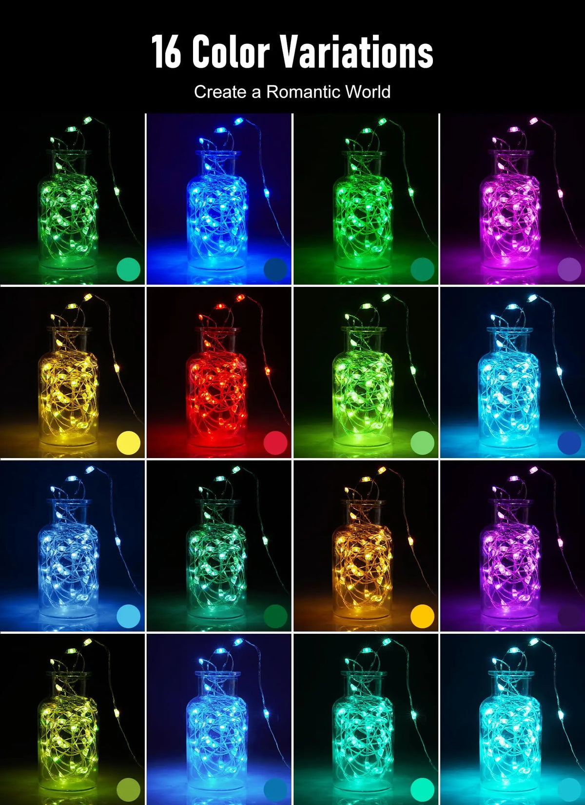 LED string lights with remote control for parties and events - vue 2 sur 6