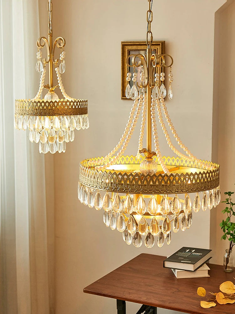 Crystal teardrop LED chandelier for interior decoration - vue 5 sur 14