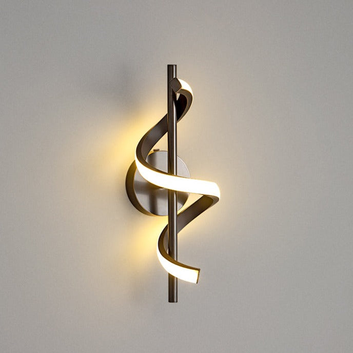 Polino modern metallic wavy LED wall light - vue 7 sur 9