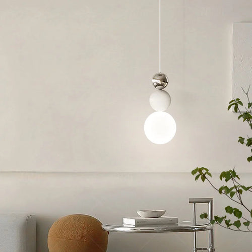 Nordic white glass pendant lamp with adjustable wire decorative light - vue 4 sur 7