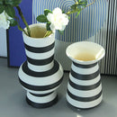 geometric striped ceramic vase for home decor