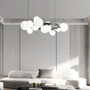 Modern brass ring pendant with white glass