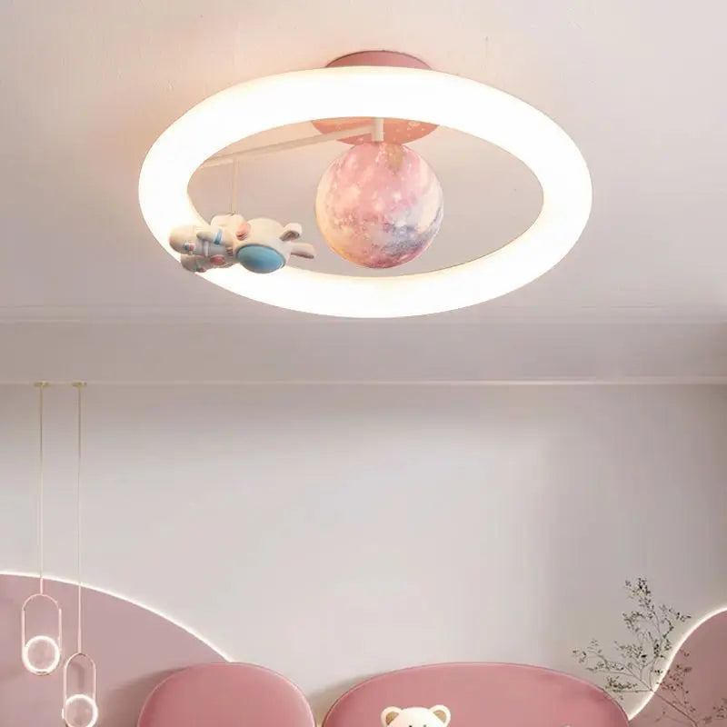 Creative space rabbit ceiling light for students - vue 3 sur 8
