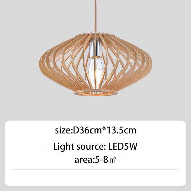 Retro wooden pendant light for kitchen island - vue 9 sur 9