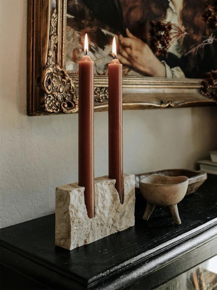 Vintage marble candle holder for wedding centrepiece