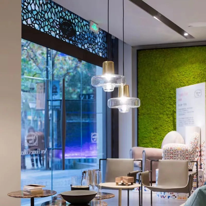 Minimalist nordic glass LED pendant light - vue 3 sur 15