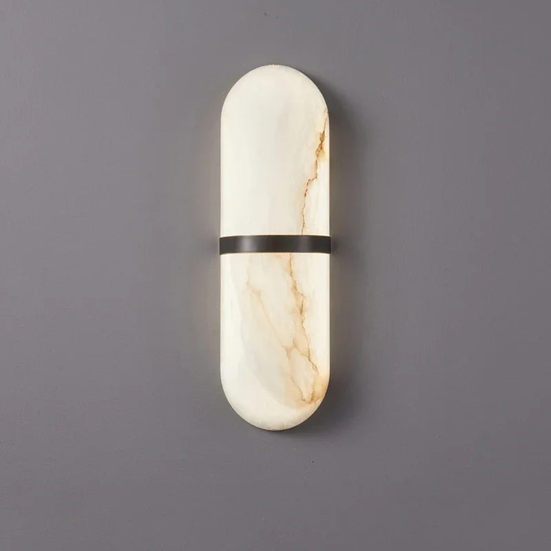 Semi-cylinder LED wall light 18W marble effect bedside lamp for living room, dining room, bathroom, hallway and doorway - wall sconce - vue 8 sur 8