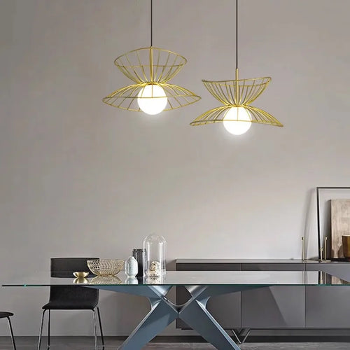 Modern metal ceiling pendant light with adjustable wire LED - vue 6 sur 8