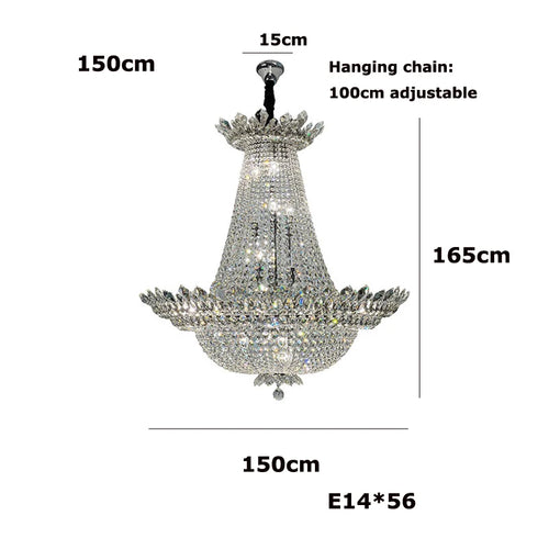 Dimmable LED K9 crystal chandelier modern design 2024 - vue 16 sur 16