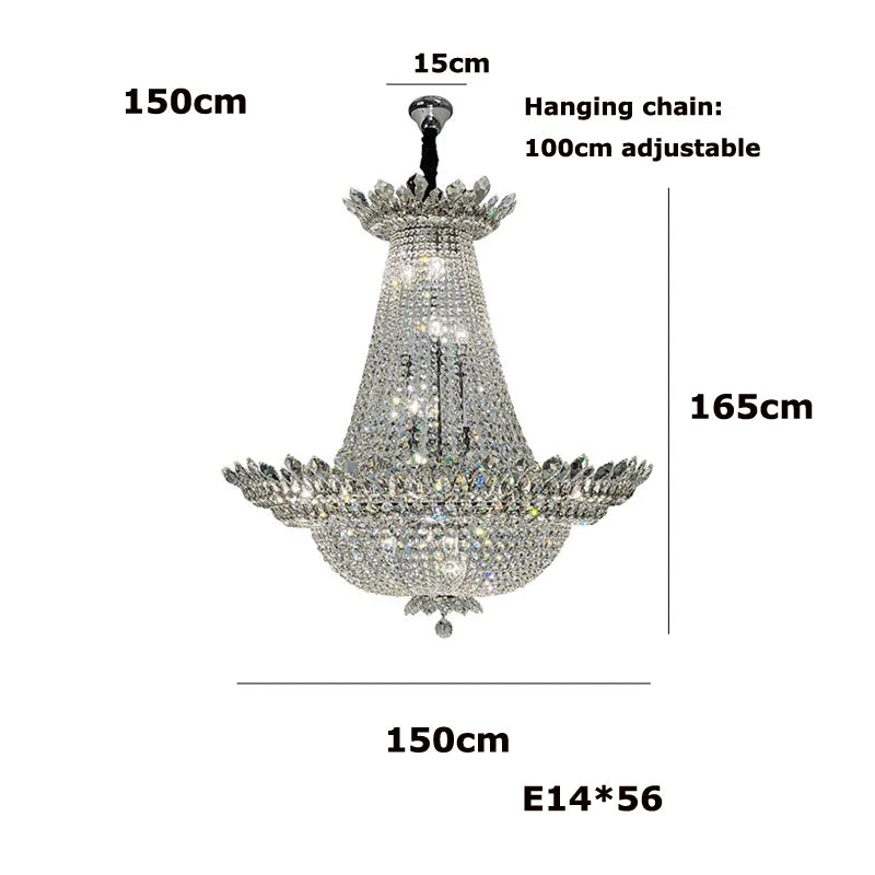 Dimmable LED K9 crystal chandelier modern design 2024 - vue 15 sur 16