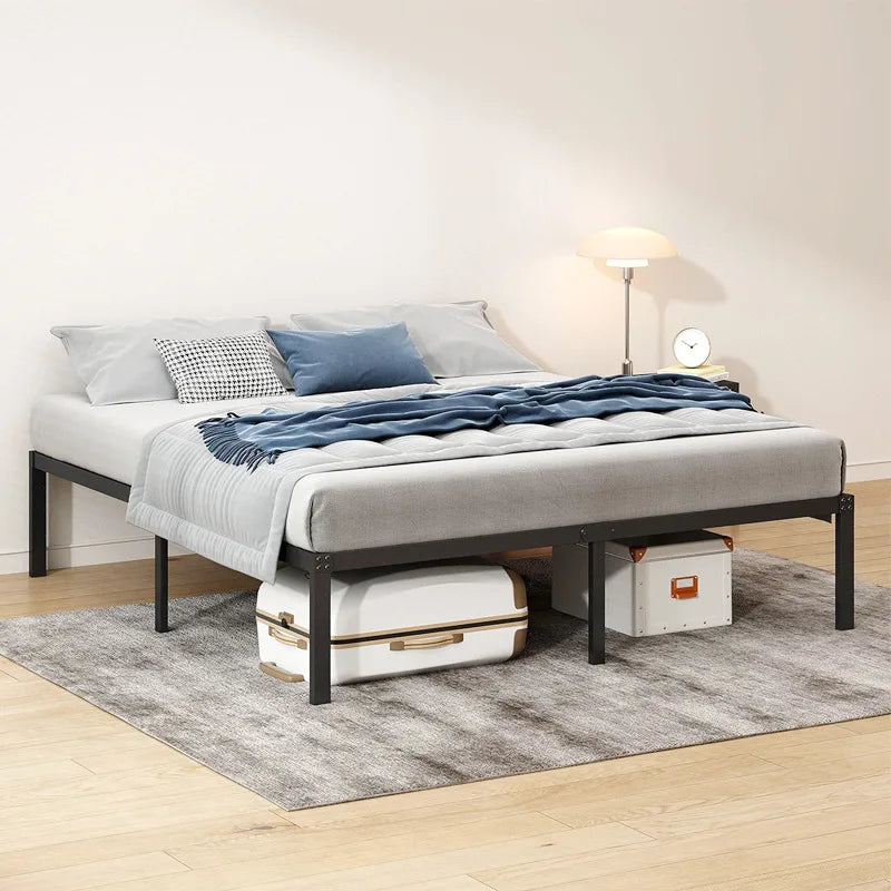 Wholesale Durable Bed Frames Queen Size Bed Base Full Size Double Twin Bedframe With LED Light Strip, Outlets And USB Ports - vue 3 sur 6