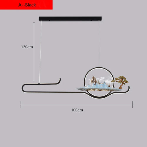 Chinese style pendant light for a zen and modern atmosphere - vue 12 sur 14