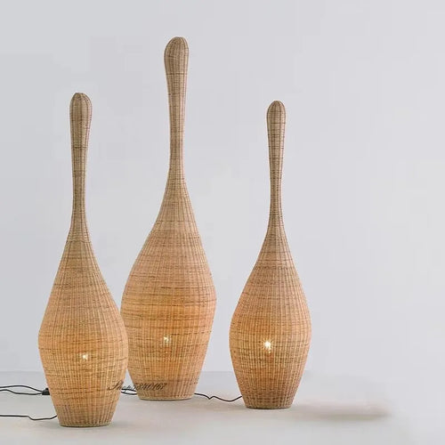 Wabi sabi bamboo floor lamp for unique interior decor - vue 4 sur 18