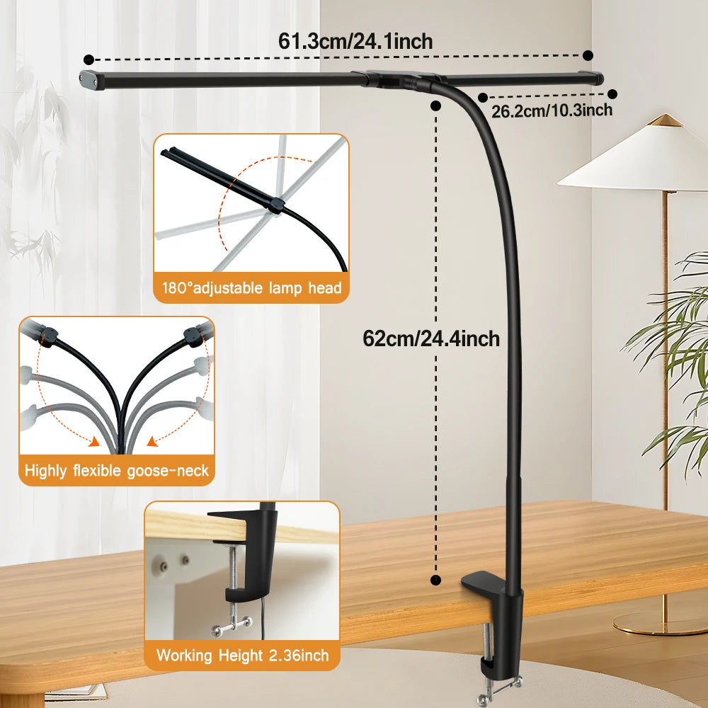 Double head LED desk lamp - vue 3 sur 7