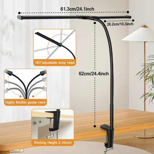 Double head LED desk lamp - vue 3 sur 7