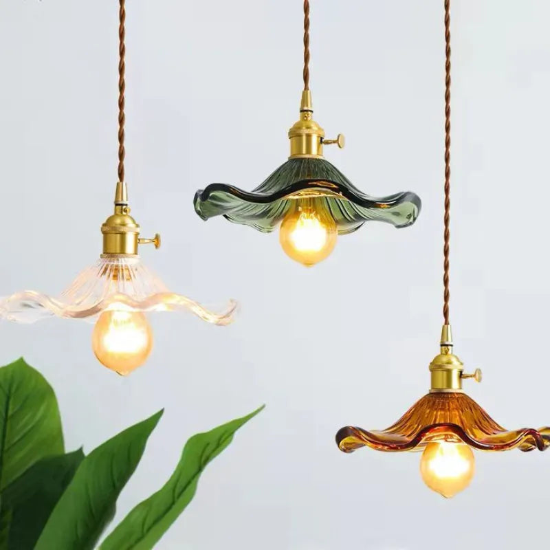 Modern coloured glass flower pendant light