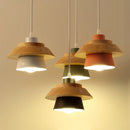 Sweet Home Macaron colour LED iron and wood pendant light chandelier ceiling lamp