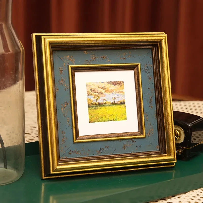 American retro photo frame with golden border for home decoration