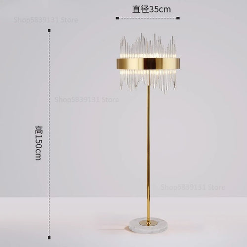 Post-modern nordic luxury gold crystal LED floor lamp - vue 18 sur 17
