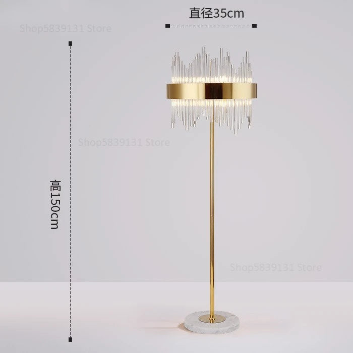 Post-modern nordic luxury gold crystal LED floor lamp - vue 17 sur 17