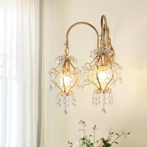 Nordic retro crystal wall light for interior decoration - vue 4 sur 7