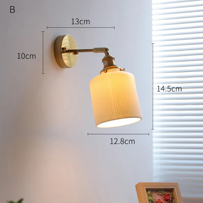 Nordic Japanese white and copper LED wall light - vue 19 sur 23