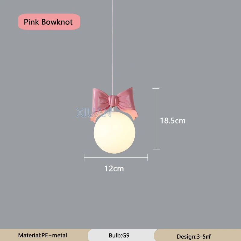 Bedside pendant light for small room with bow