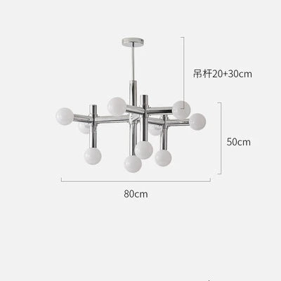 Modern Nordic design glass and metal chandelier