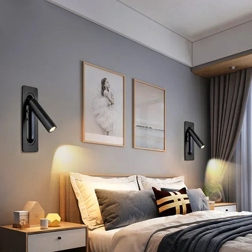 Led wall lamp reading light for bedroom, rotatable wall light for living room or bedside - vue 5 sur 10