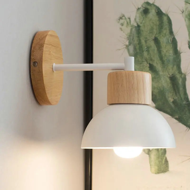 Modern bird-shaped wooden and iron wall light